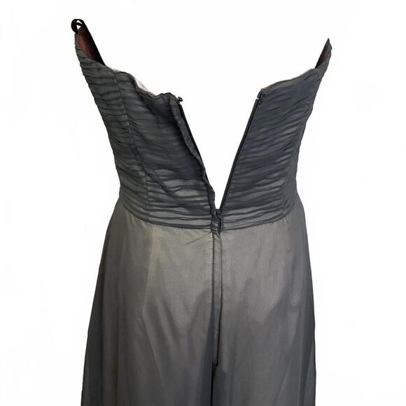 Vintage Jim Hjelm Occasions Women's 10 Grey Strapless Maxi Dress Gown Back Zip - Picture 7 of 15